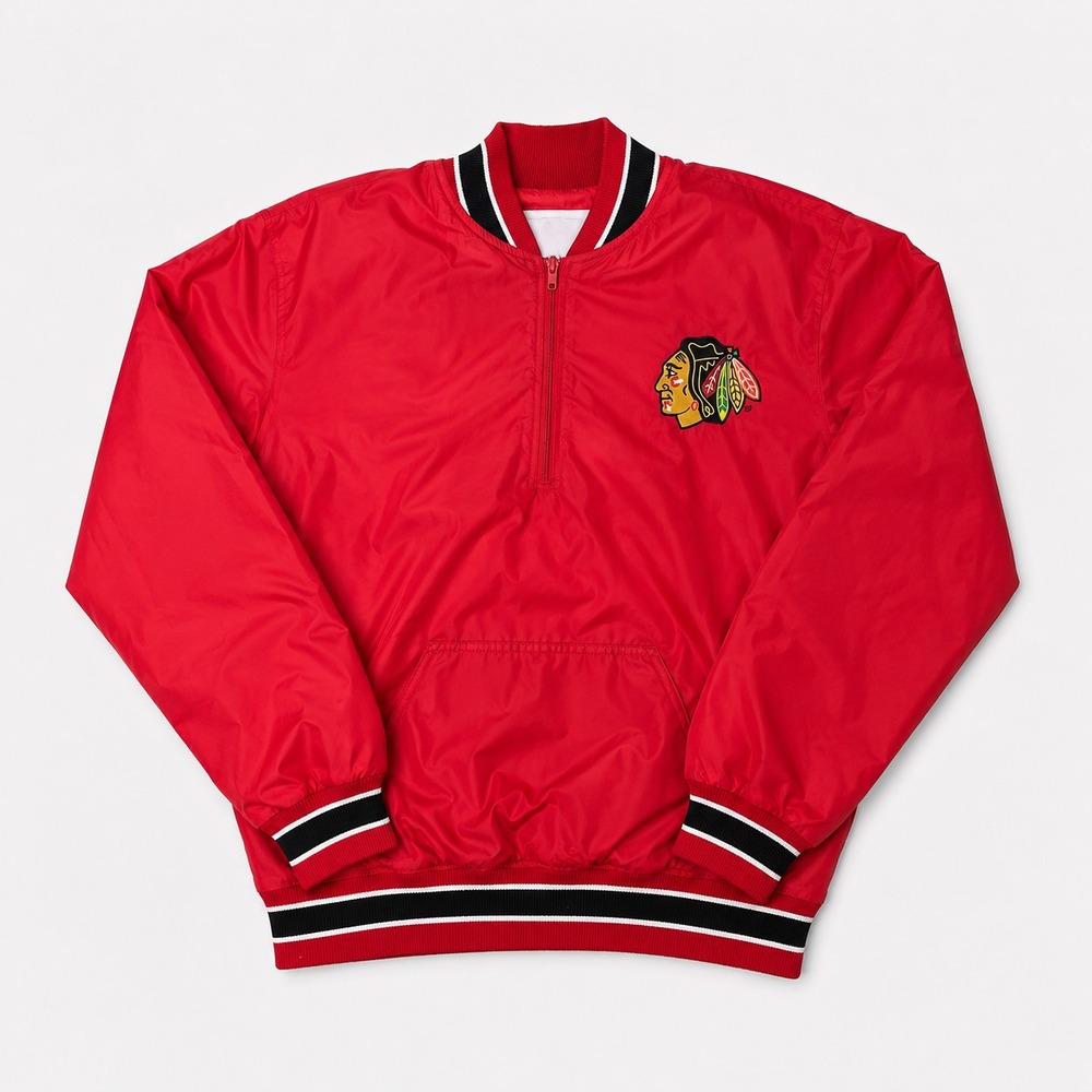 Vintage Chicago Blackhawks Jacket Mens L Red NHL DeLONG USA Pullover 90s